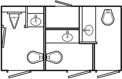 Three Stall Portable Restroom Floorplan